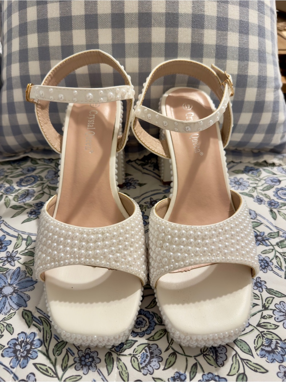 White Pearl Wedding Heels